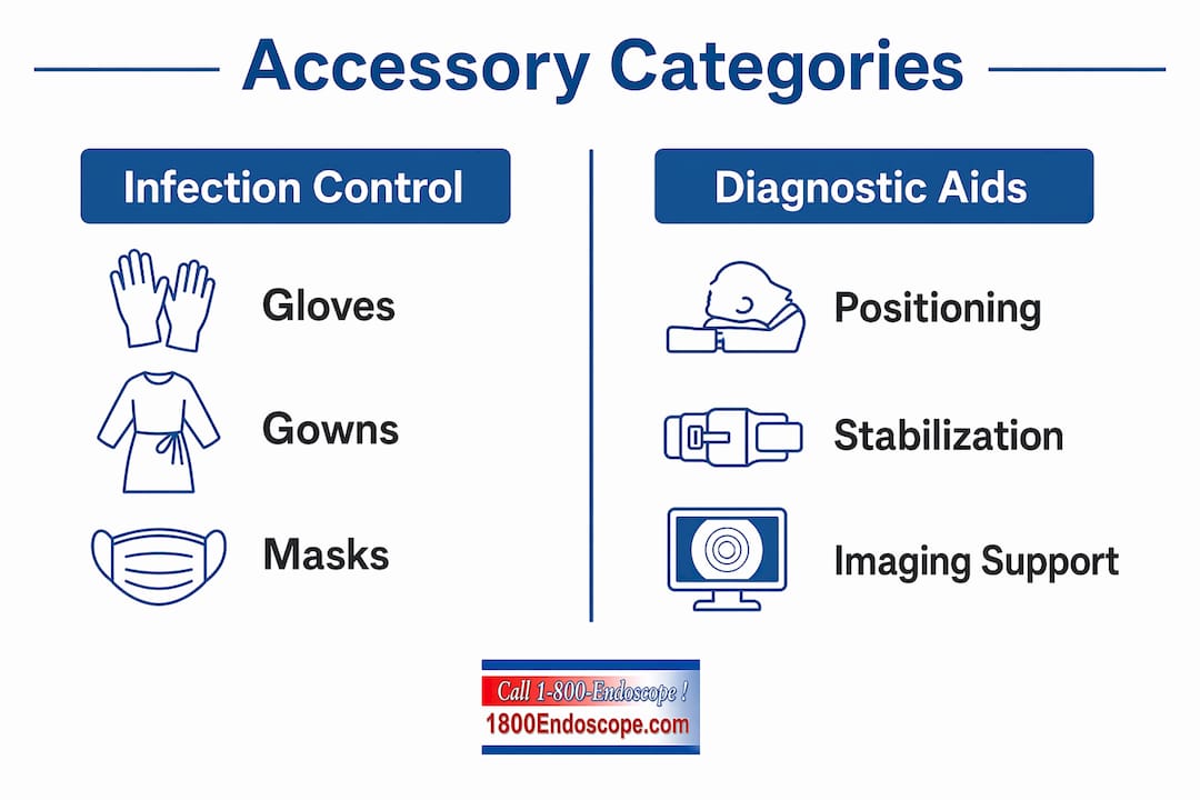 Infographic comparing infection control and diagnostic accessory categories