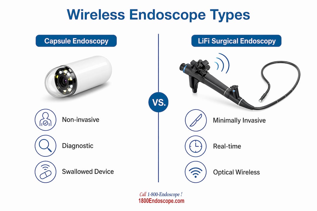Infographic comparing two wireless endoscope types