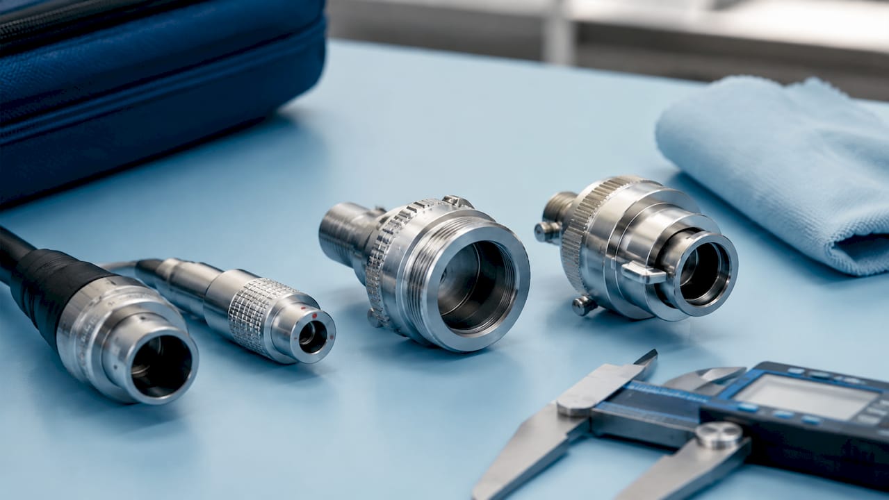 Close-up of endoscope physical connector types