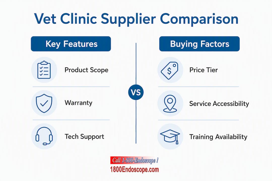 Infographic comparing vet clinic suppliers side by side