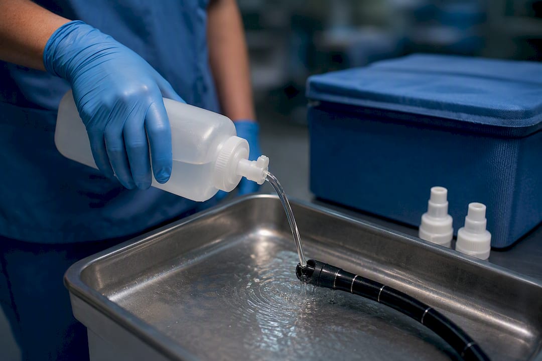 Filtered rinse water for endoscope channels