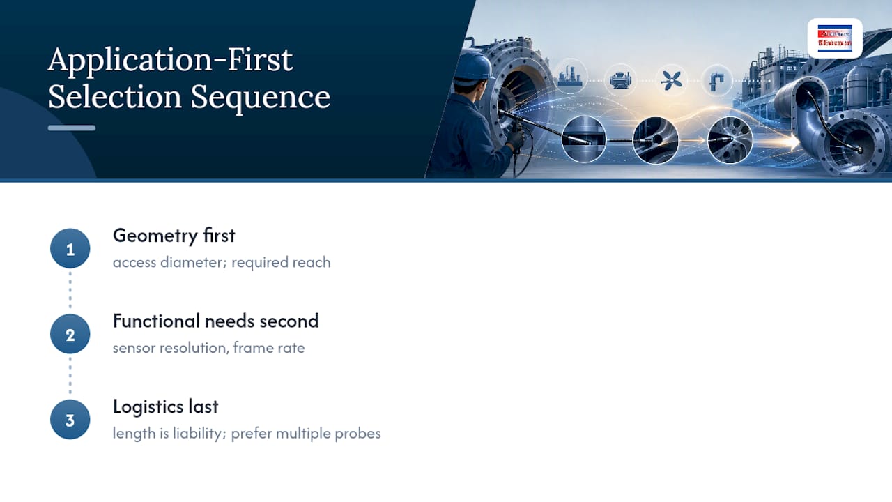 Application-first sequence for borescope selection