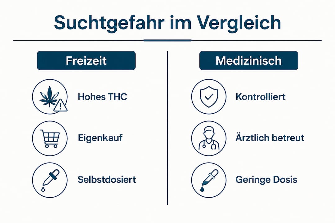 Infografik: Unterschiede zwischen Cannabis als Genussmittel und als Medizin