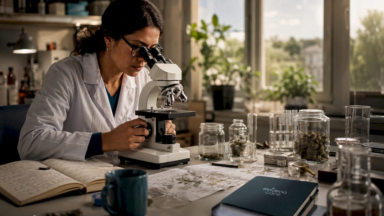 Im Labor untersucht ein Wissenschaftler verschiedene Cannabisproben, um deren Eigenschaften genau zu analysieren.