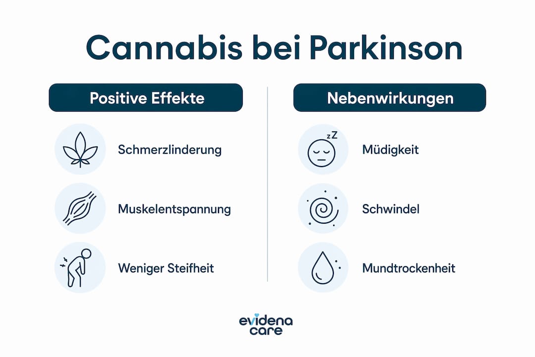 Infografik: Wie Cannabis die Symptome bei Parkinson beeinflussen kann – Chancen und Risiken im Überblick