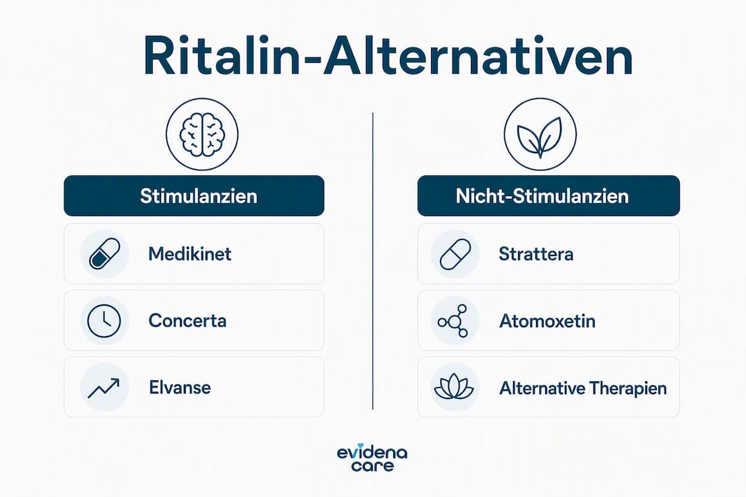 Übersichtsgrafik zu alternativen Medikamenten im Vergleich zu Ritalin