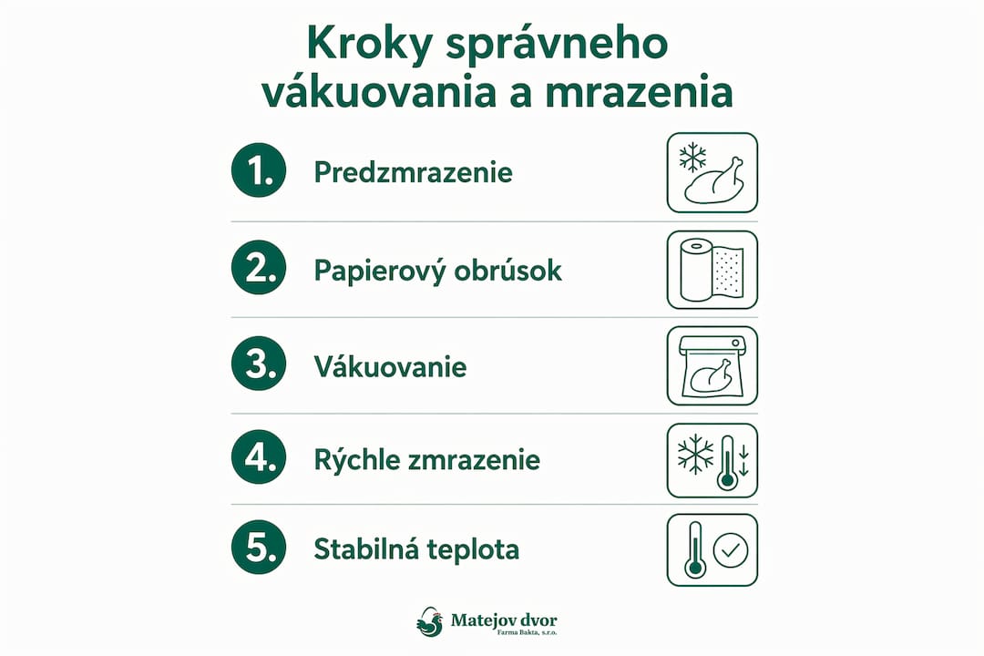 Prehľadný grafický sprievodca postupom vákuovania a mrazenia potravín