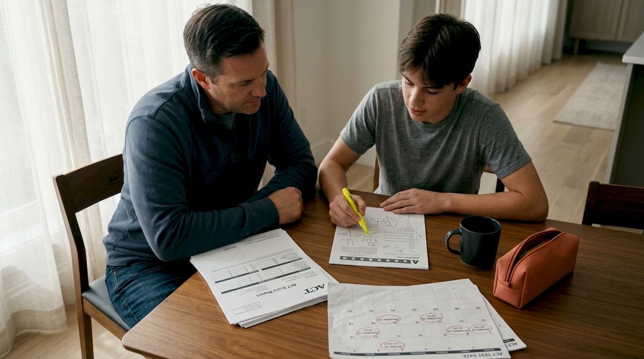 Parent and student reviewing ACT practice results