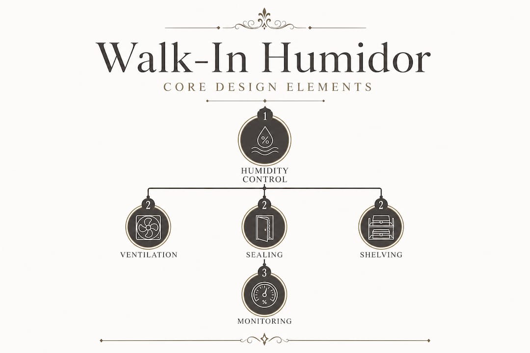 Hierarchy of essential walk-in humidor features
