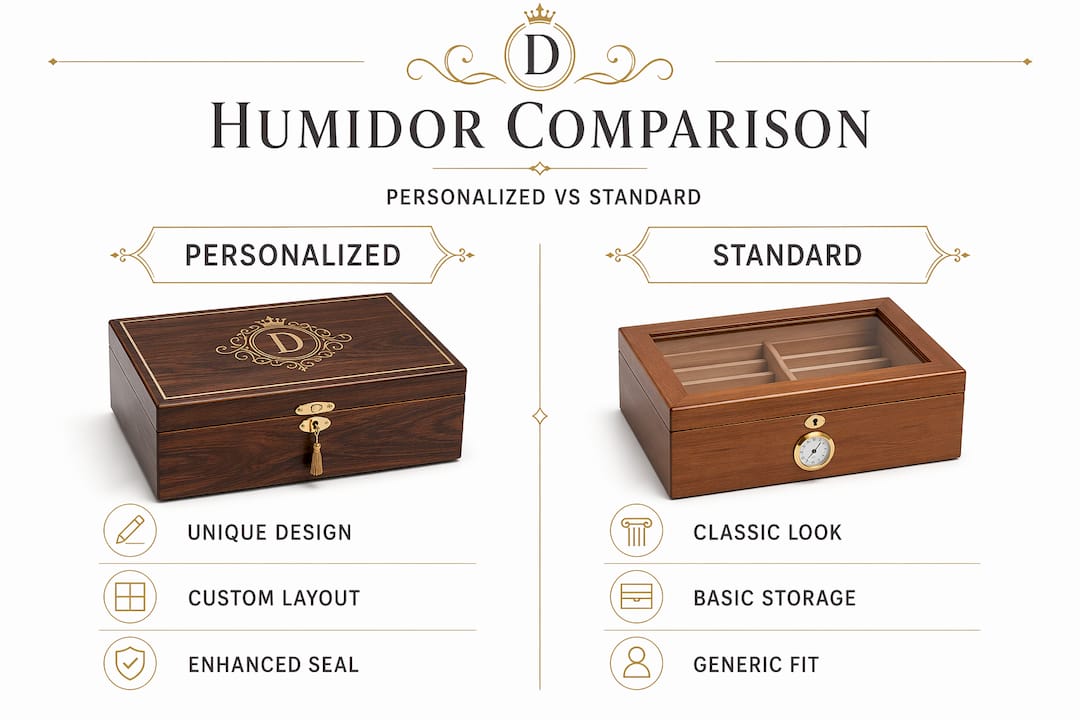 Comparison of personalized and standard humidor features