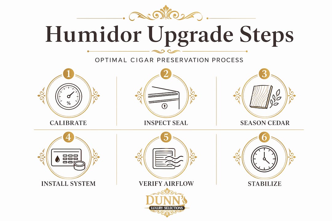 Infographic showing humidor upgrade steps