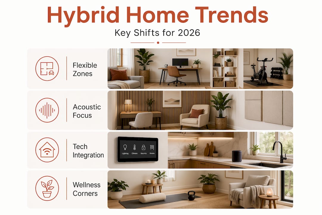 Infographic showing hybrid home trends for 2026