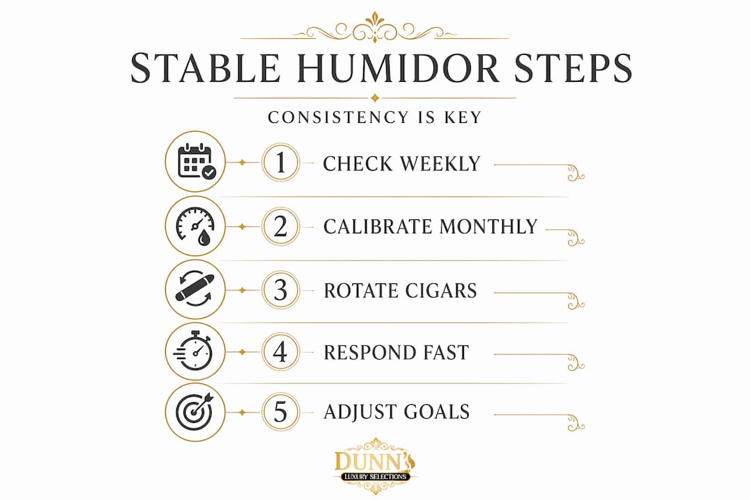 Infographic shows steps for stable humidor