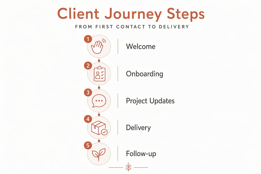 Infographic visualizing studio client journey steps