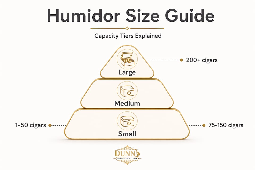 Hierarchy pyramid showing humidor size categories