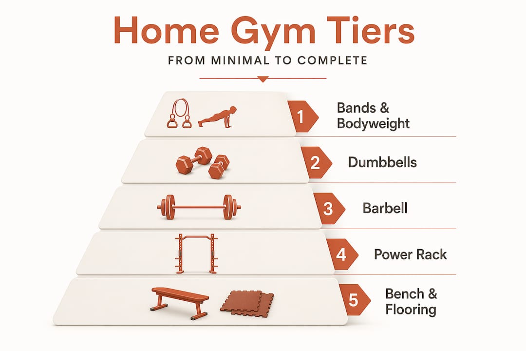 Infographic ranking home gym equipment tiers