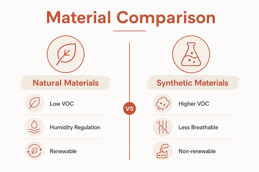 Infographic comparing natural and synthetic home materials