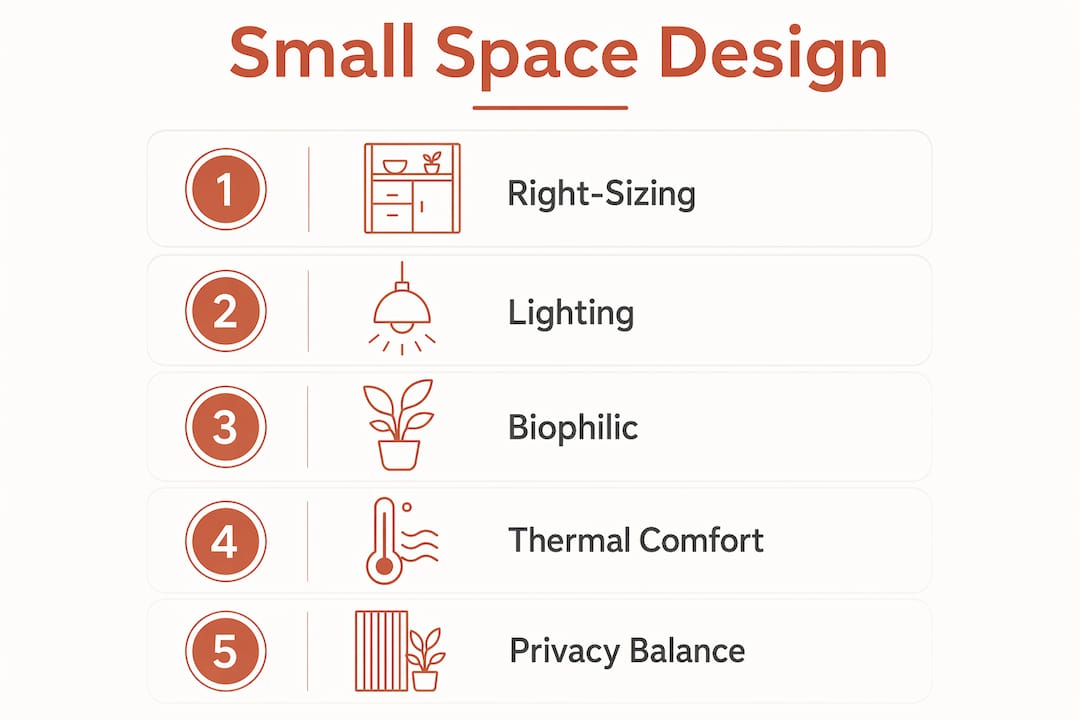Infographic summarizing key small space design strategies