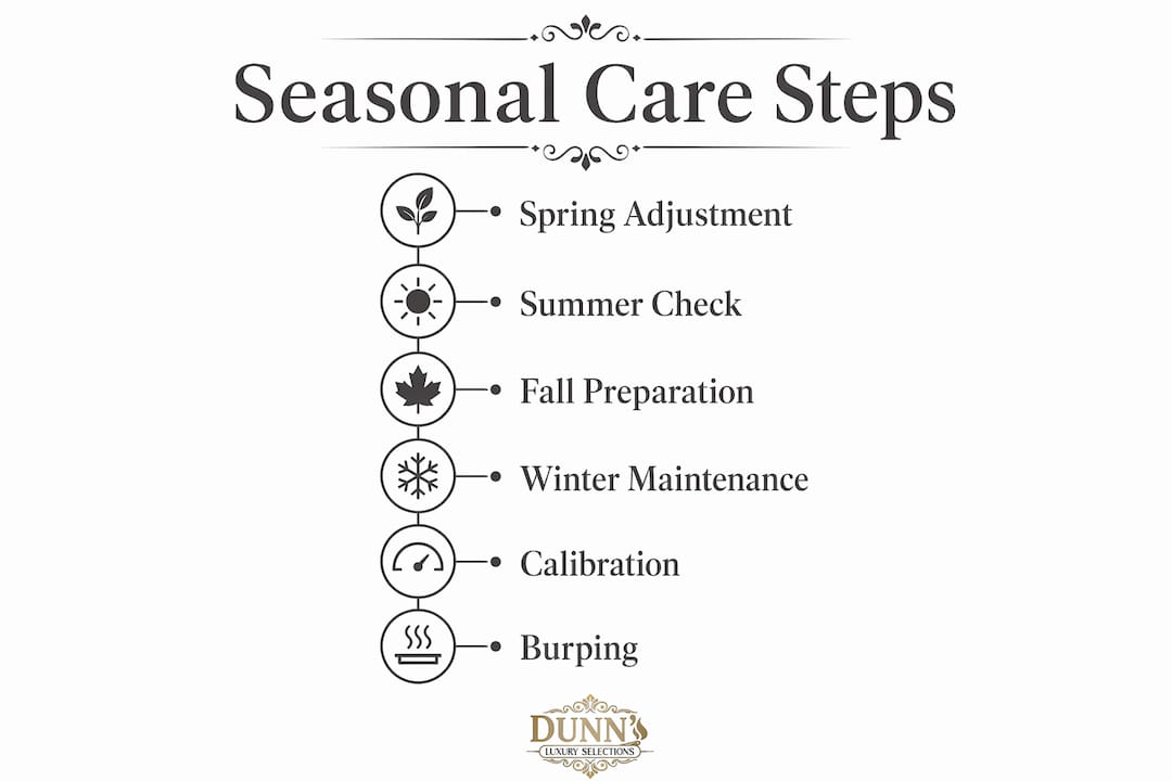 Infographic illustrating seasonal humidor care steps