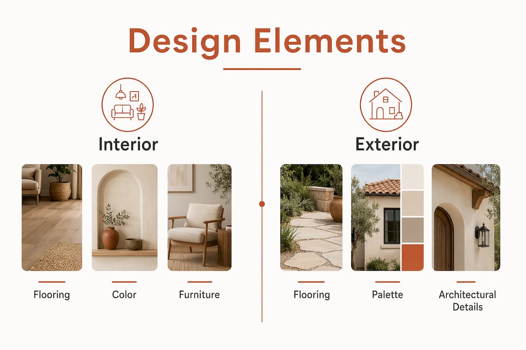Infographic comparing interior and exterior design elements
