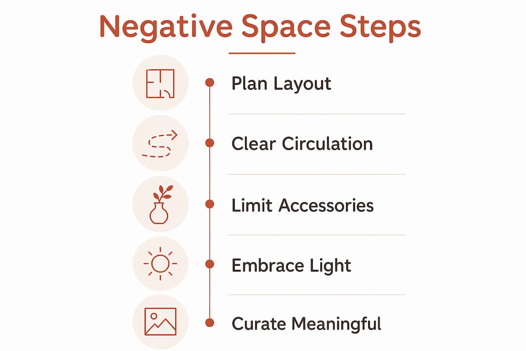 Infographic illustrating steps to use negative space in design