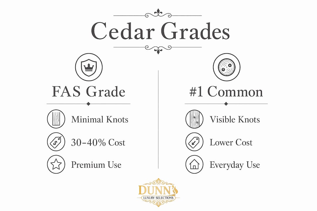 Infographic comparing cedar lining grades
