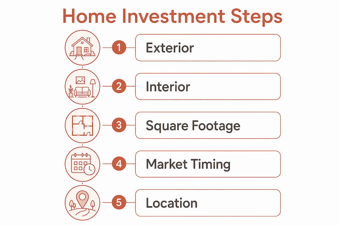 Infographic illustrating home investment steps and ROI