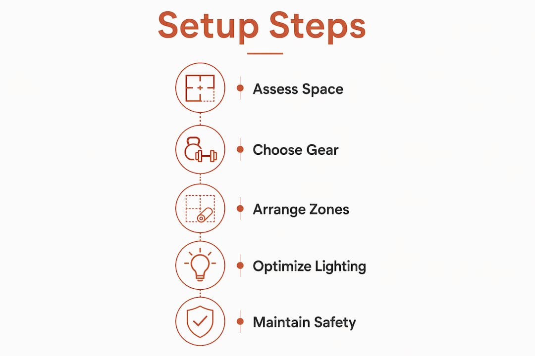 Infographic showing steps to set up living room workout space