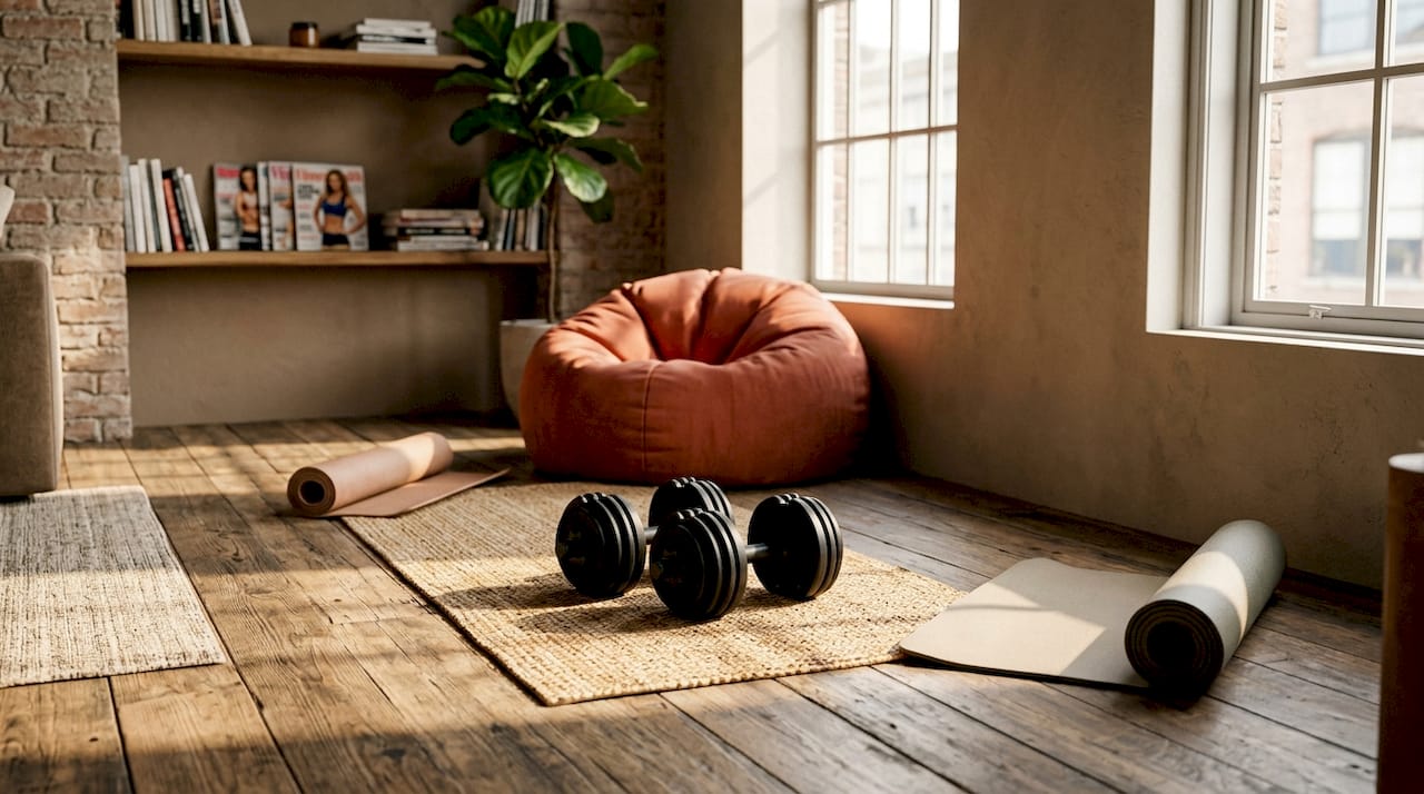Close-up of compact workout equipment