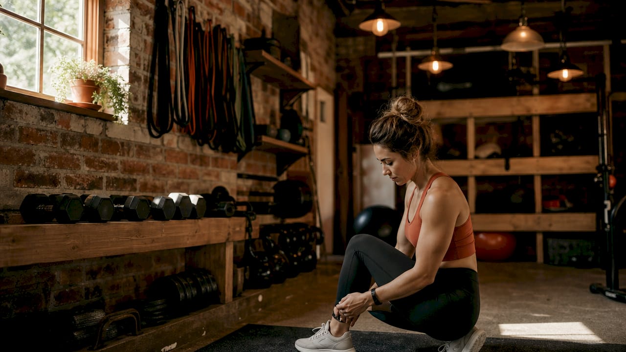 Wall-mounted pegboard storage with versatile gym gear