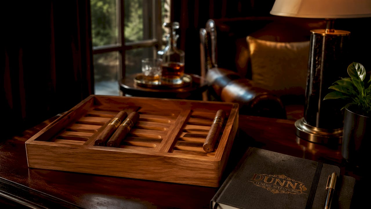 Close-up of slotted Spanish cedar cigar tray