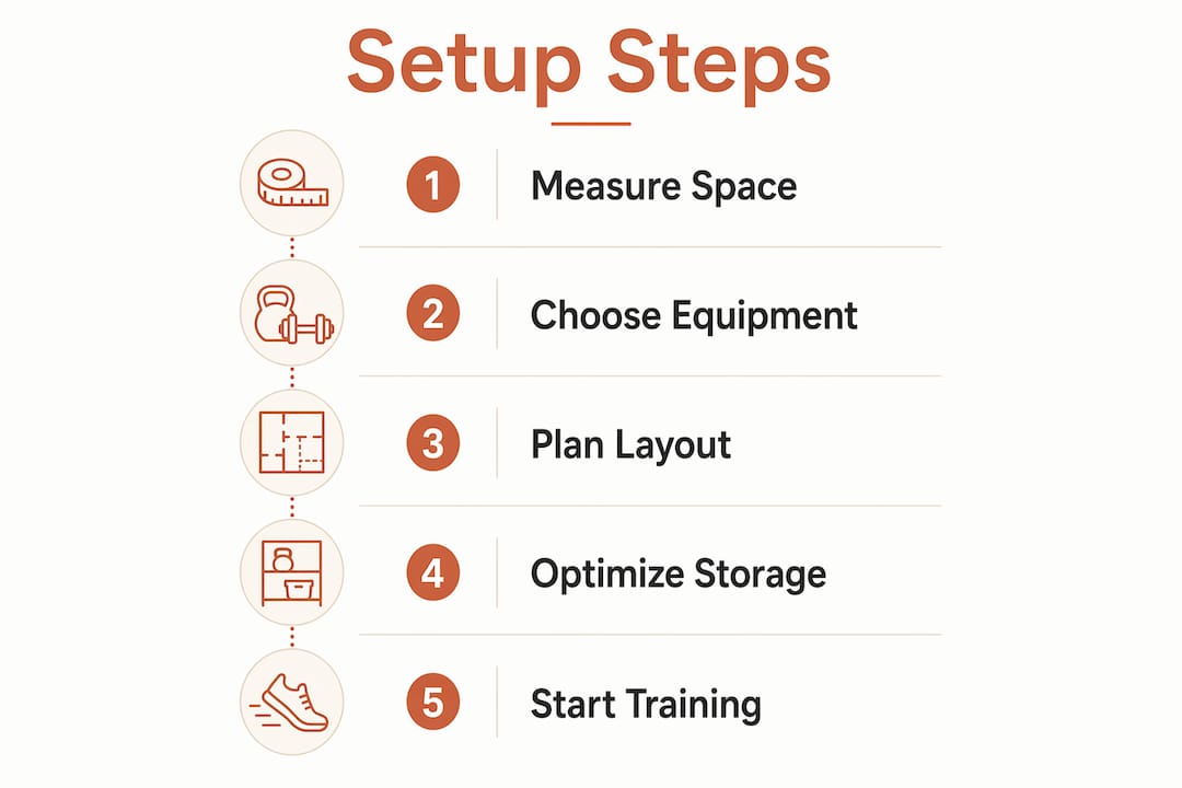 Infographic showing steps to set up home gym