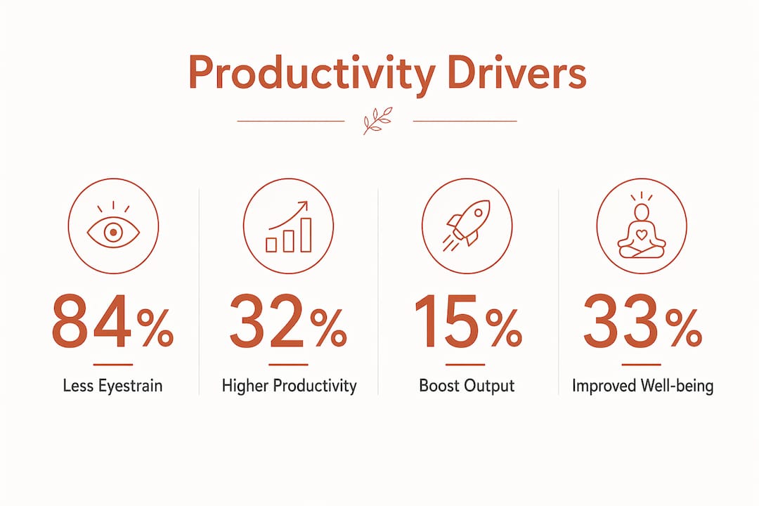 Infographic illustrating key productivity statistics for home offices