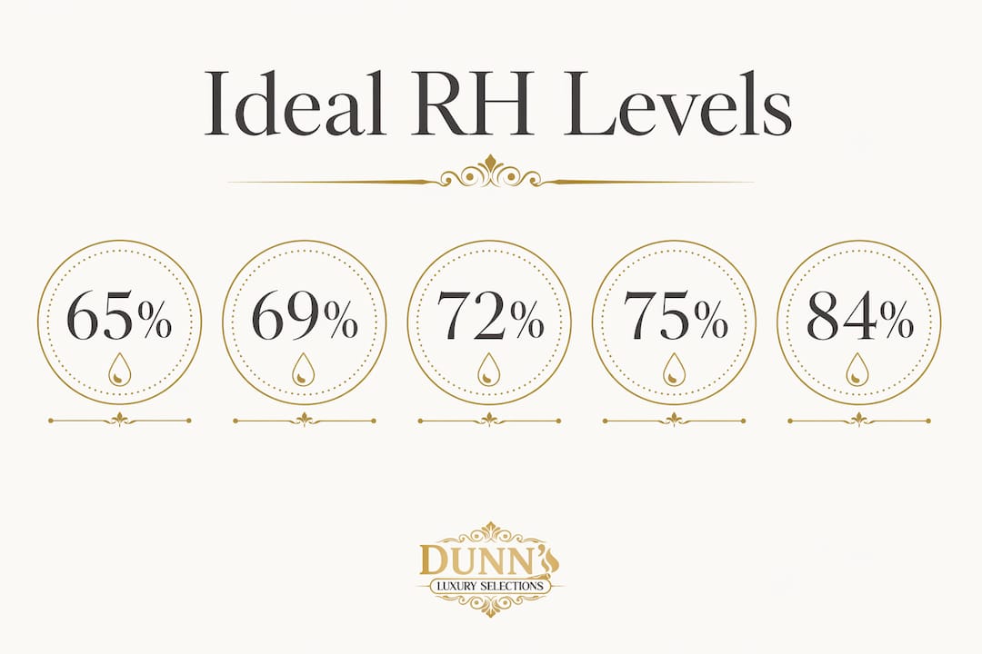 Infographic showing ideal Boveda RH levels
