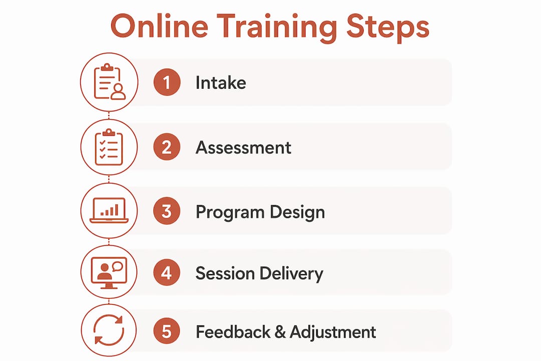 Infographic showing online personal training process steps