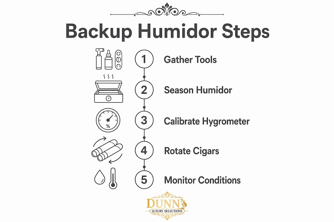 Infographic of backup humidor preparation steps