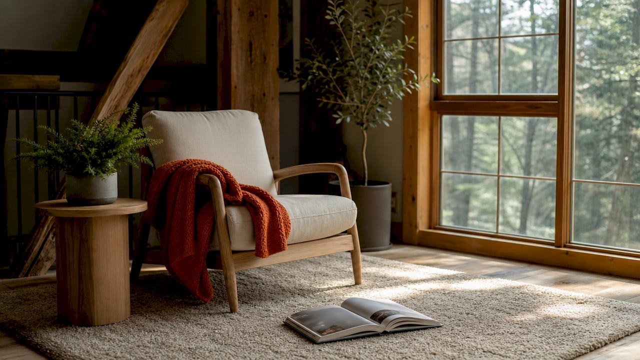 Furniture legs resting securely on area rug