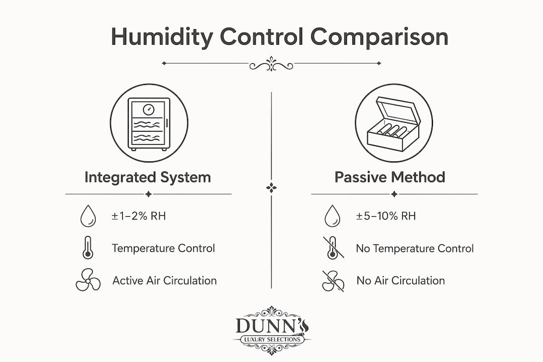 Infographic comparing integrated and passive humidification systems