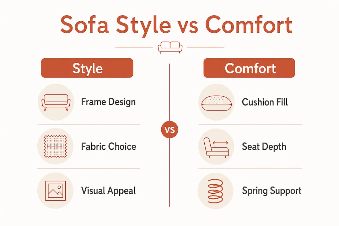 Infographic comparing sofa style and comfort features