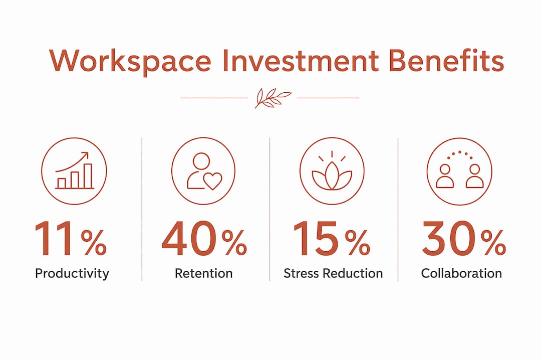 Infographic showing key workspace investment benefits
