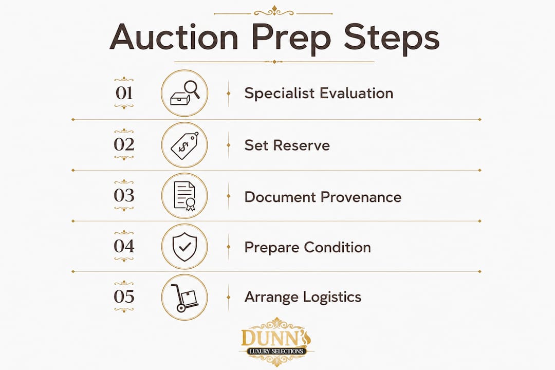 Infographic of steps for humidor auction preparation