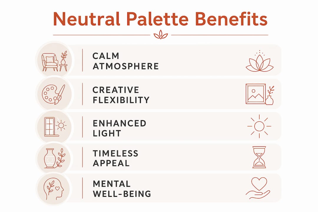 Infographic showing neutral palette benefits in home