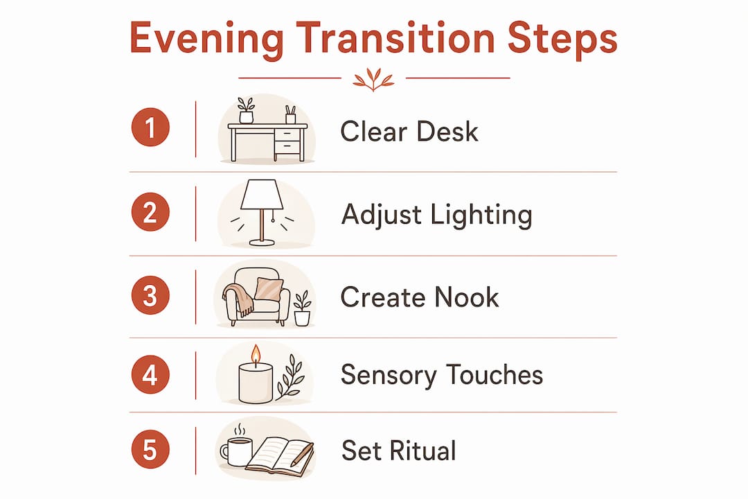 Infographic outlining evening transition steps