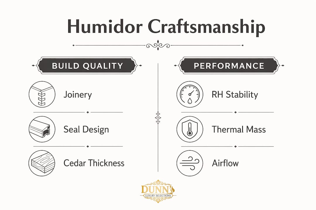 Infographic comparing humidor craftsmanship features