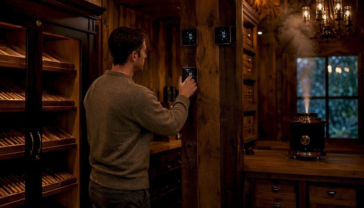 Digital humidity and temperature controls in aging room