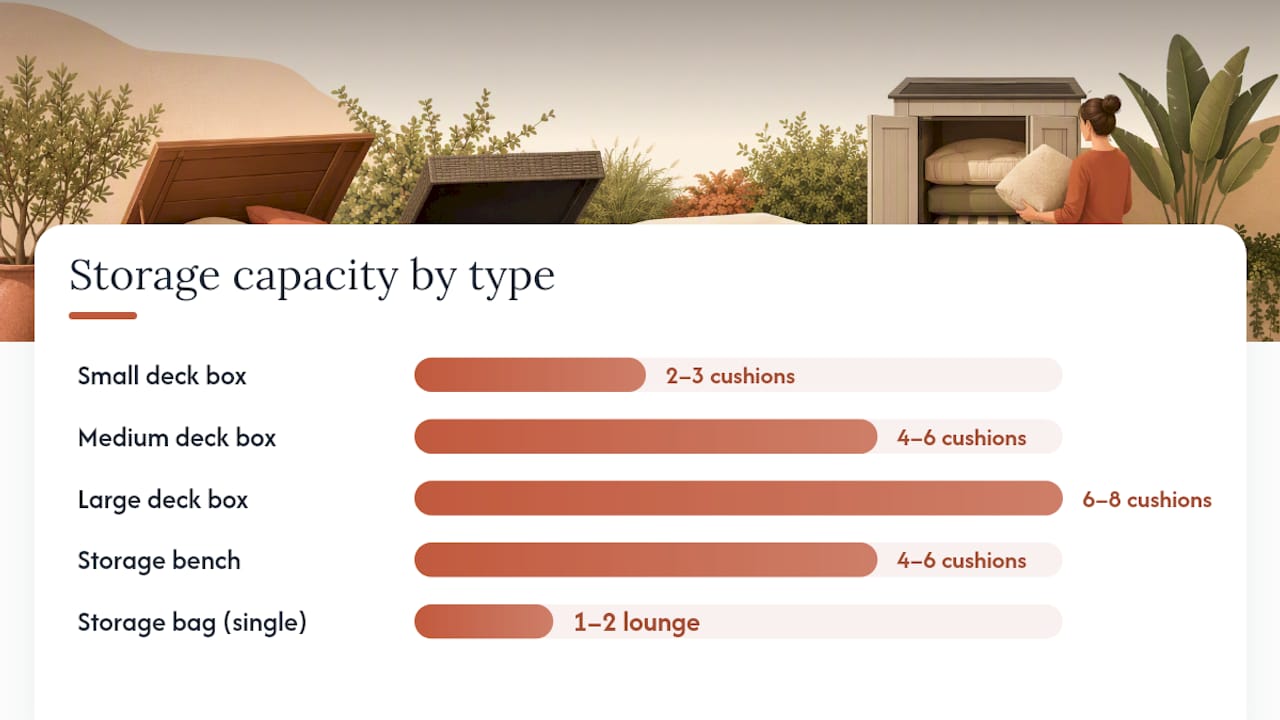 Comparison diagram of outdoor cushion storage options
