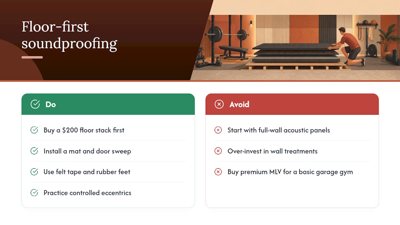 An Editor's Take: Soundproof Your Home Gym With Floor-First Fixes That Work — overview diagram