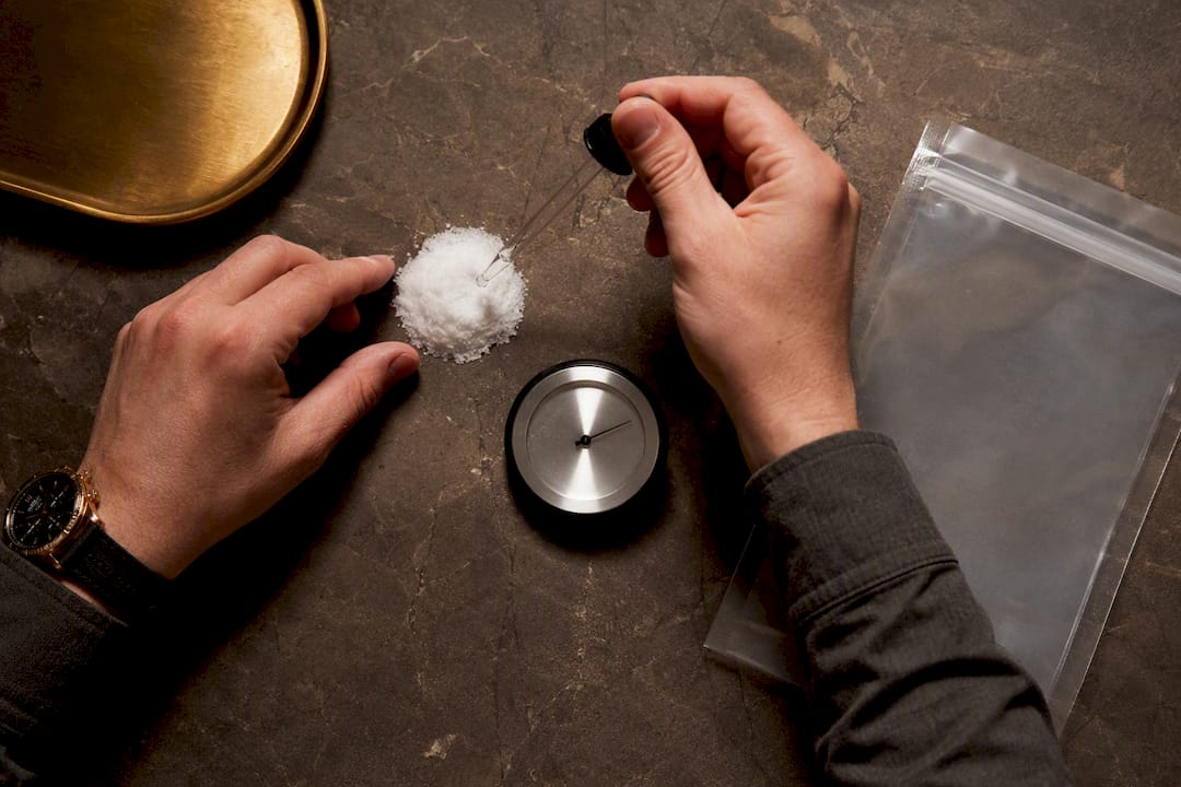 Salt test setup beside hygrometer