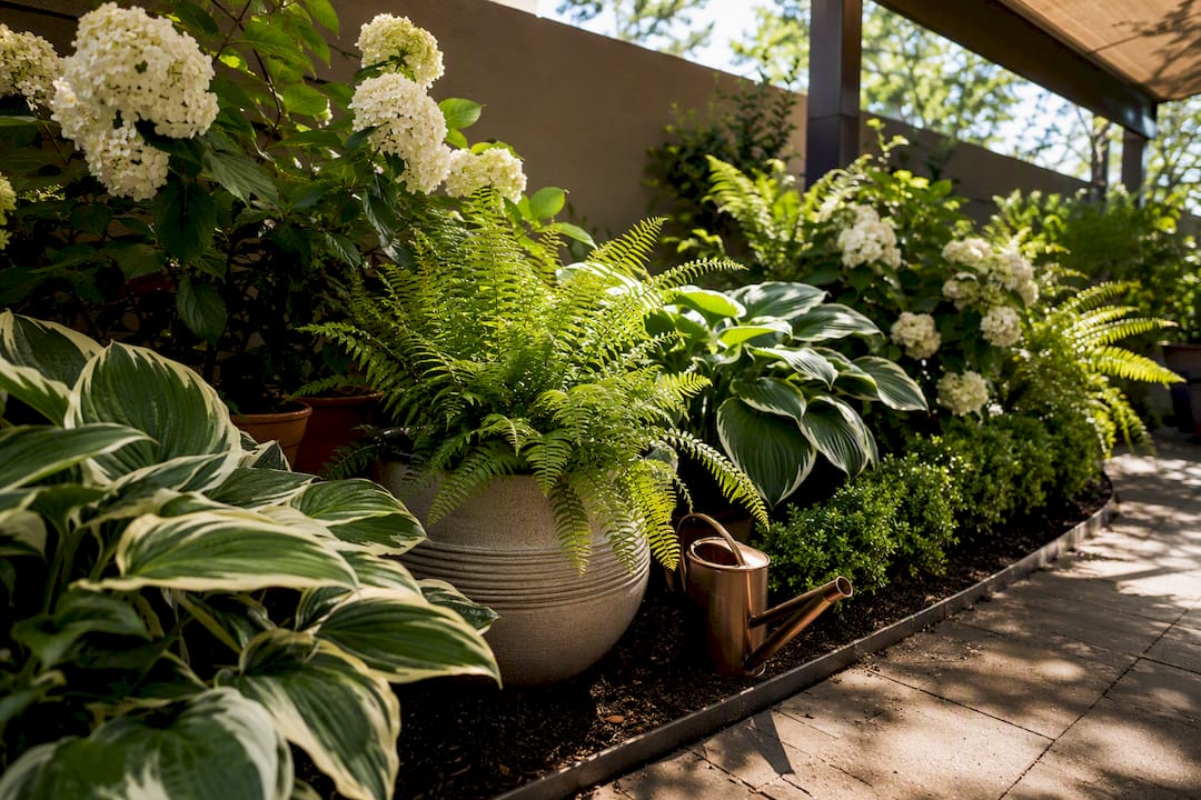 Shade tolerant plants beneath patio cover