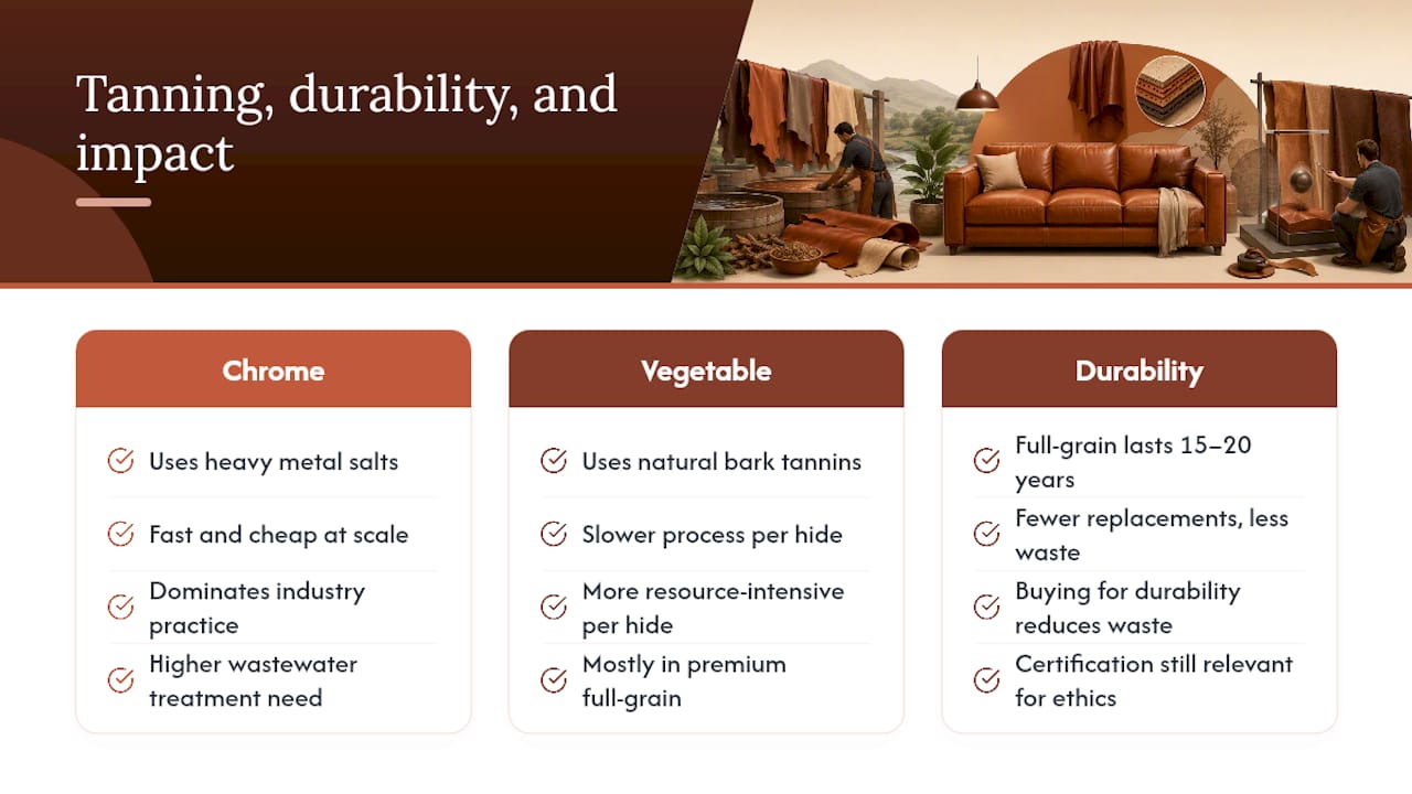 Sustainability and Ethics in Leather Production — overview diagram